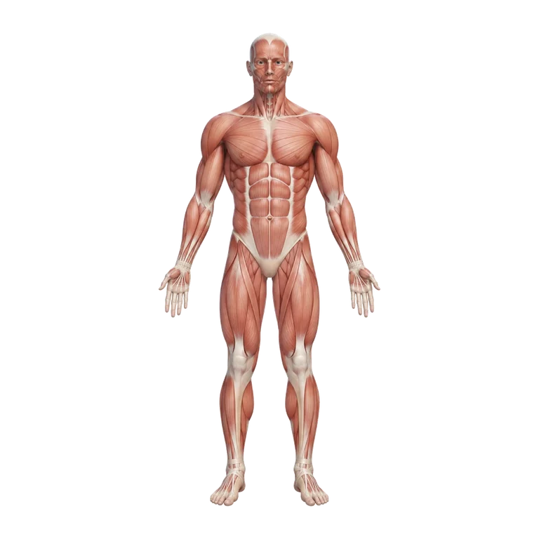 肌肉系统的 3D 教育示意图